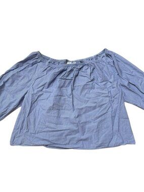Maeve Off the Shoulder Shirt Stripped White and Blue Size Medium